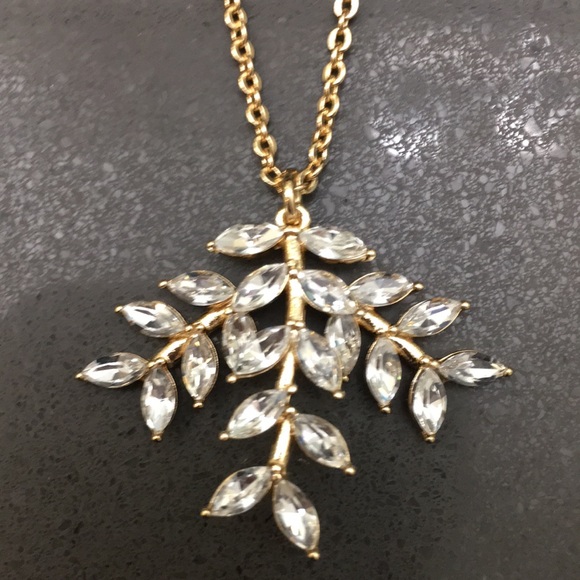 J. Crew Crystal Leaves Necklace and Earrings Set - Picture 5 of 6